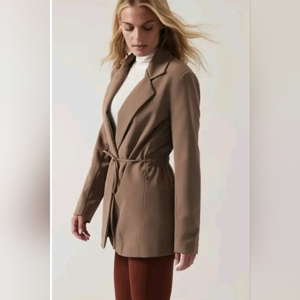 Athleta Endless Primatwill Blazer Jacket Women's Military Green $179 NWOT